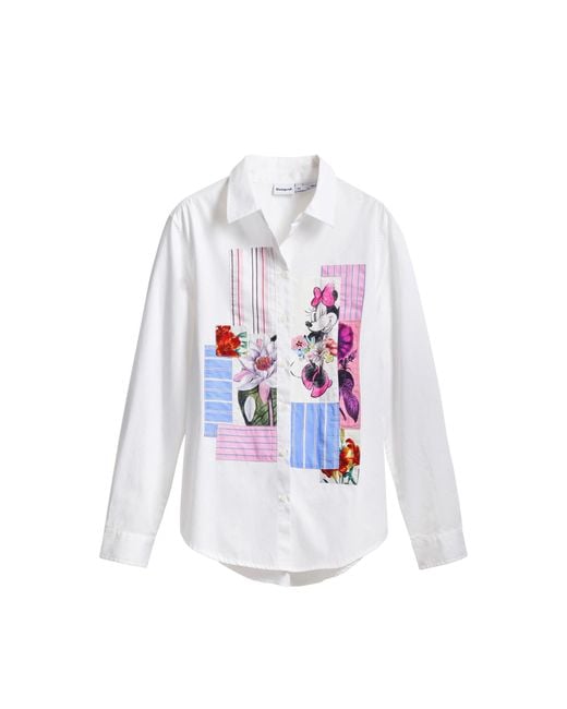 Desigual Cam_flowers Minnie T-shirt Voor in het White
