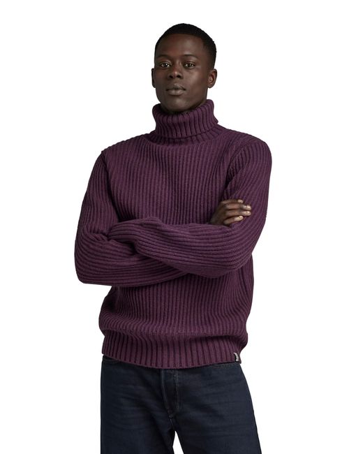 G-Star RAW Essential Turtle Knitted Pullover in Purple für Herren