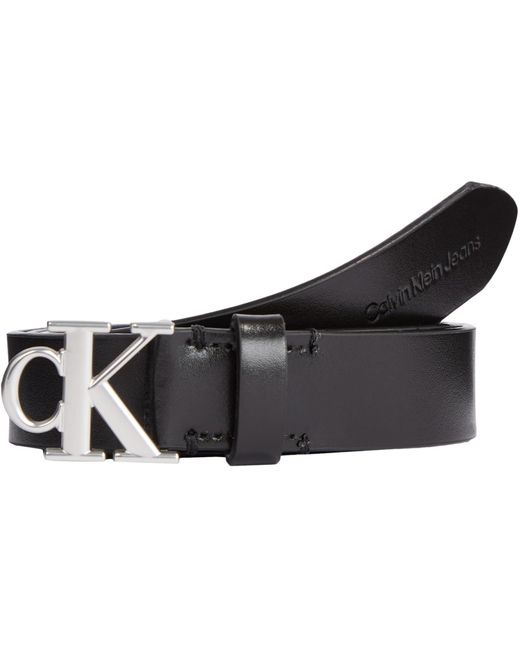 Calvin Klein Black Belt Round Mono Plaque Leather