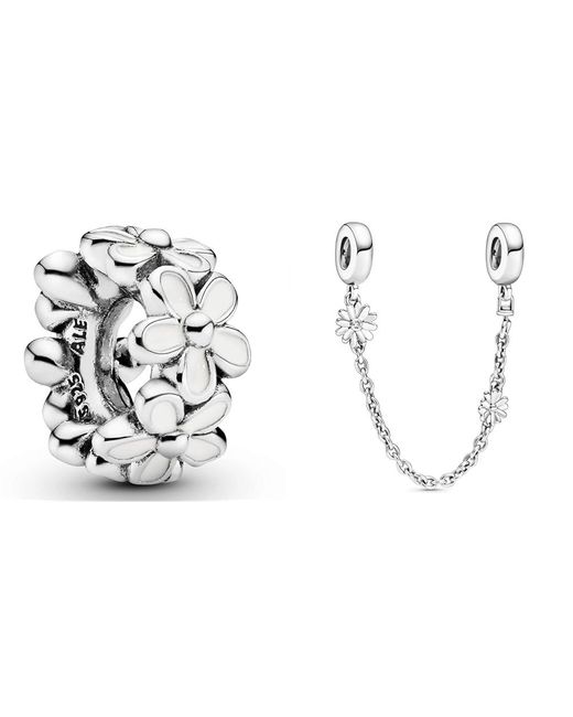 Pandora Metallic Zwischenelement Liebliche Gänseblümchen 791495EN12 Sicherheitskette Gänseblümchen 5cm 798764C01