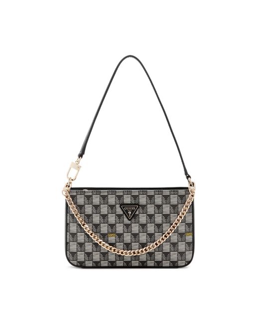 G Wave II Mini Top Zip Shoulder Bag Black Logo di Guess in Metallic