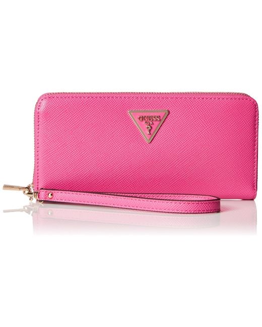 Guess Pink Laurel Large Zip Around Wallet