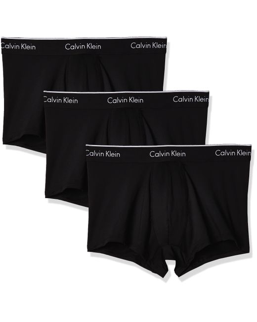 Calvin Klein Black Microfiber Stretch Multipack Low Rise Trunks for men