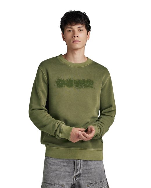 G-Star Distressed Logo R Sweat in het Green voor heren