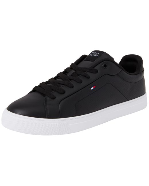 Tommy Hilfiger Icon Court Pinperf Lth Low Top in het Black voor heren