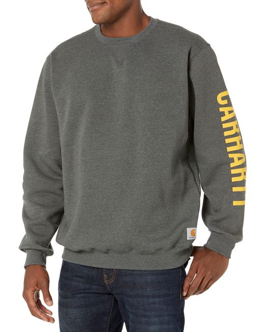 Carhartt Loose Fit Midweight Crewneck Logo Sleeve Graphic Sweatshirt in ...