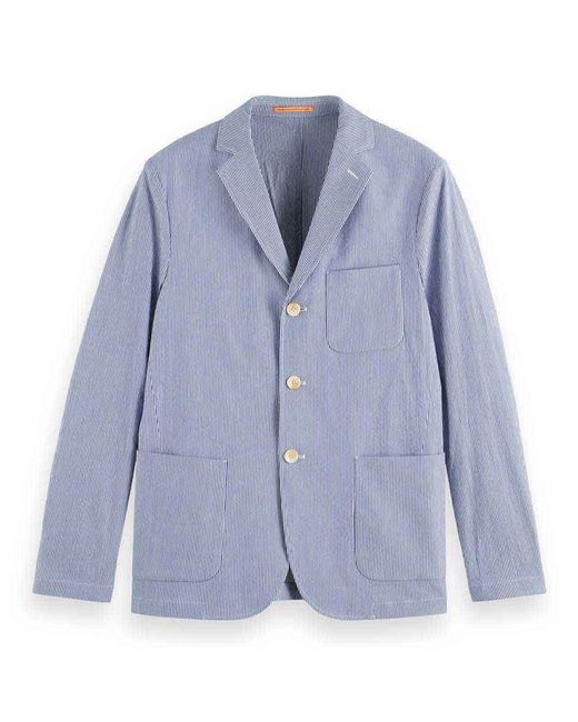 Scotch & Soda Blue Scotch Andamp; Soda Unconstructed Seersucker Blazer M