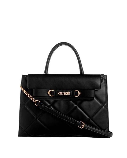 Guess Black Lorlie Quilted Satchel
