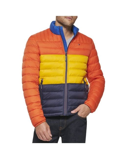 Tommy Hilfiger Orange Ultra Loft Lightweight Packable Puffer Jacket for men