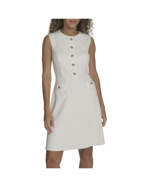 Tommy Hilfiger Gray Pocketed Sleeveless Fit And Flare Dress