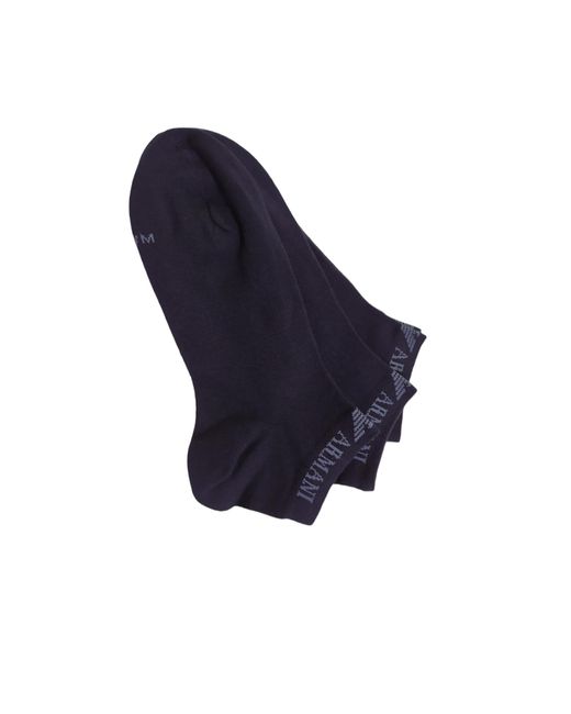 Emporio Armani Blue , 3-pack Sneaker Socks, Marine/marine/marine, Small for men