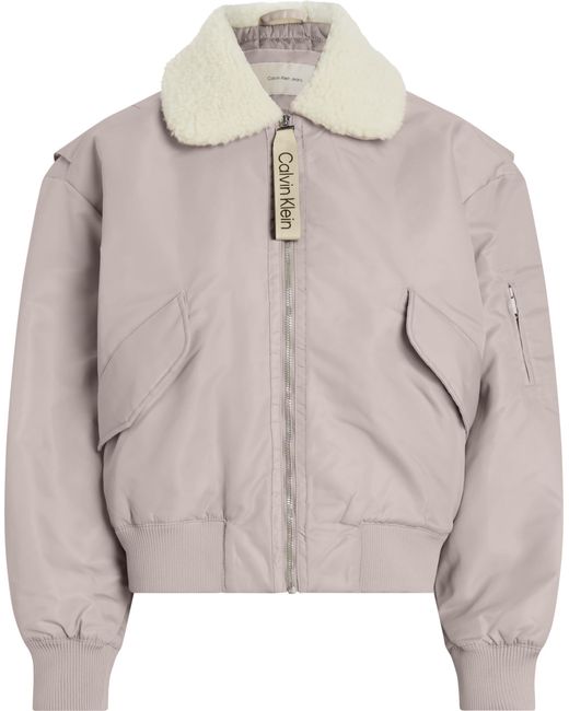 Giacca da aviatore in raso da donna di Calvin Klein in Gray