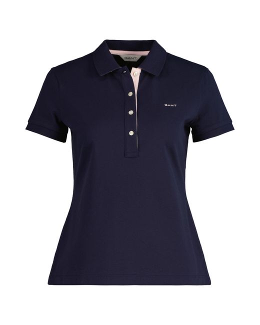 Gant Blue Contrast Collar Ss Pique Polo