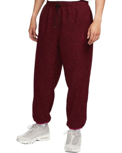 Nike Red Lined Winterized Trousers 's Medium M Joggers Fluffy Pants for men