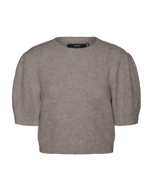 Vero Moda Gray Vmnovah Ss O-neck Puff Pullover Ga Noos Sweater