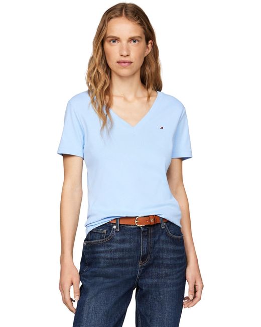 Tommy Hilfiger White T-Shirt Kurzarm New Slim Cody V-Neck V-Ausschnitt