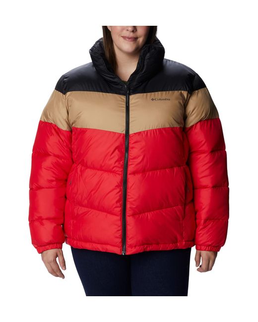Columbia Red Puffect Color Blocked Jacket