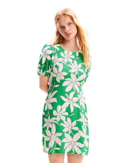 Desigual Short Floral Dress Green