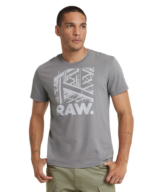 G-Star RAW Gray Raw Construction R T T-shirt for men
