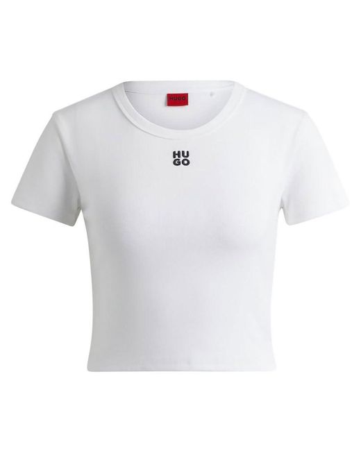 HUGO White Delanor 10258222 Short Sleeve T-shirt M