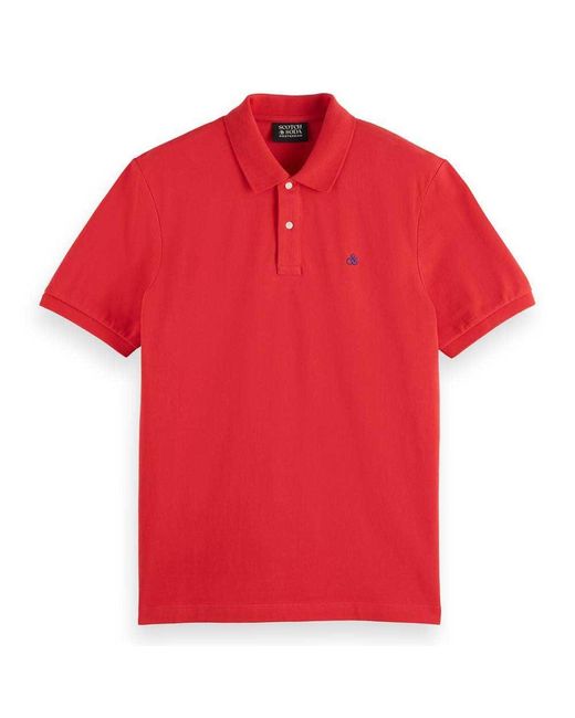 Scotch & Soda Red Essential Organic Cotton Pique Polo Shirt for men