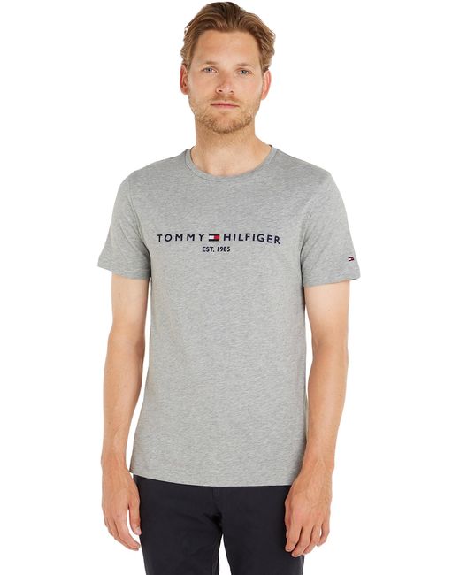 Tommy Hilfiger Gray Tommy Flag Hilfiger Tee Sports Shirt for men