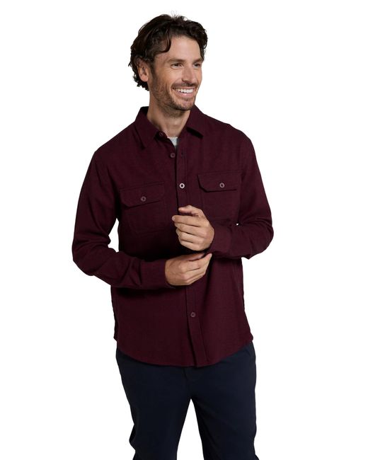 Mountain Warehouse Red Lightweight & Breathable Casual Checks Shirt In 100% Cotton With Buttoned Front Pockets - For Travel & Walking Dark Burgundy for men