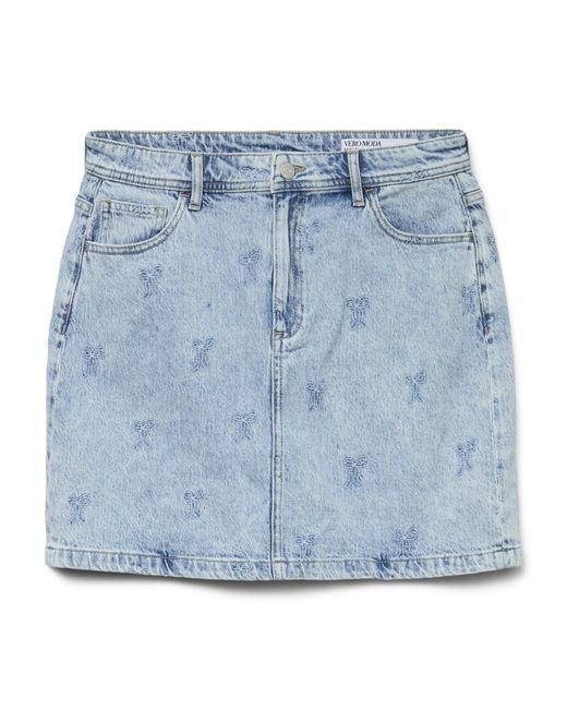 Vero Moda Blue Vmtessa Hr Short Emb Skirt Ra339