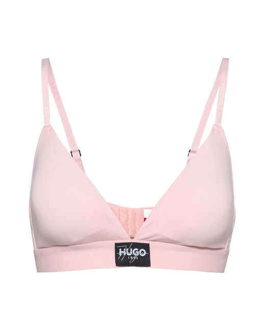 HUGO Pink Stretch-cotton Bralette With New-season Logo Label