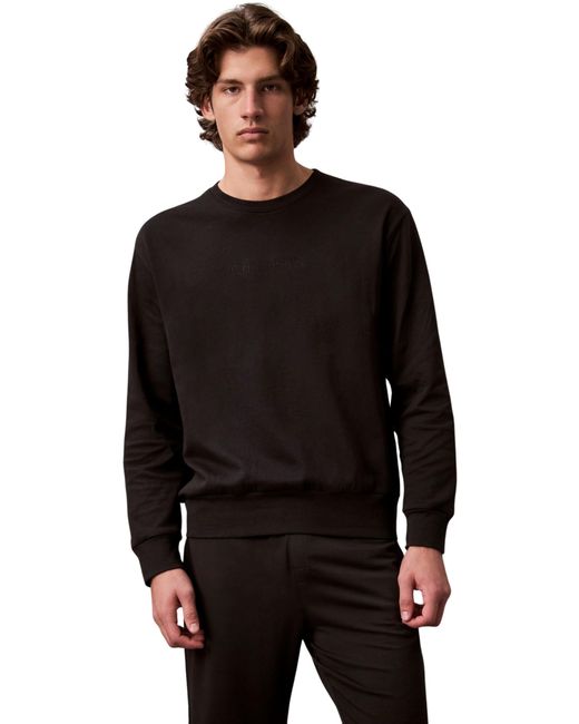 Uomo Felpa con Scollo Rotondo di Calvin Klein in Black da Uomo