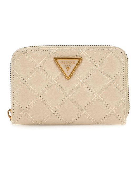 Guess Black Giully Zip Around Wallet M Almond