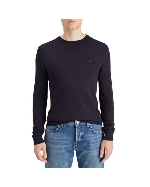 Scotch & Soda Blue Core-viscose Pullover Crewneck Sweater for men