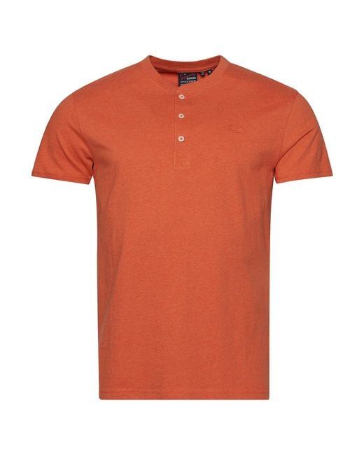Superdry Orange Vintage Logo Emb S/s Henley Business Shirt for men