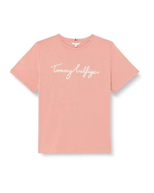 T-Shirt ches Courtes Encolure Ronde Tommy Hilfiger en coloris Pink