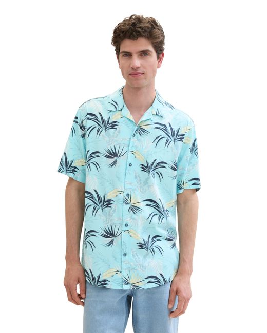 Tom Tailor Regular Fit Hemd mit Sommer-Allover-Print in Blue für Herren