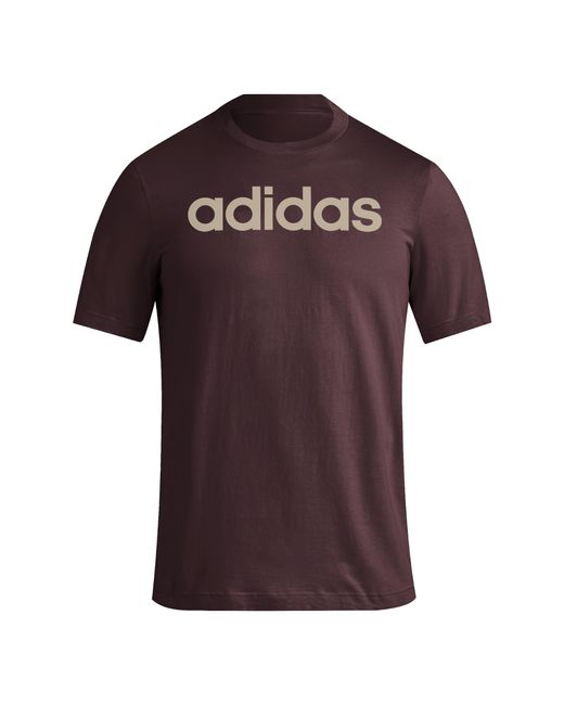 Adidas Essentials Single Jersey Linear Embroidered Logo Tee Kurzärmeliges T-Shirt in Purple für Herren