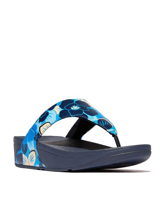 Fitflop Blue Lulu Flowerz Leather Toe-post Sandals