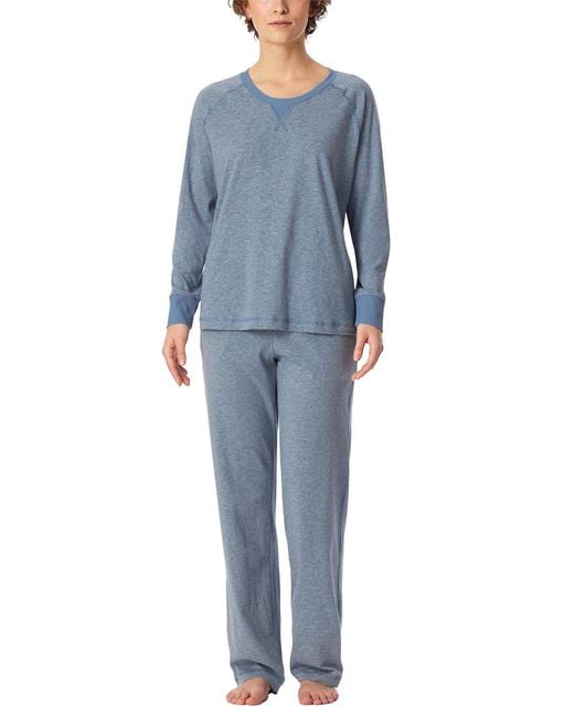 Schiesser Blue Schlafanzug Set lang weiche Baumwolle-Nightwear Pyjamaset
