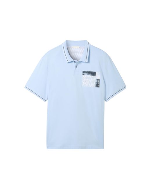 Tom Tailor Plussize Basic Poloshirt mit kleinem Print in Blue für Herren