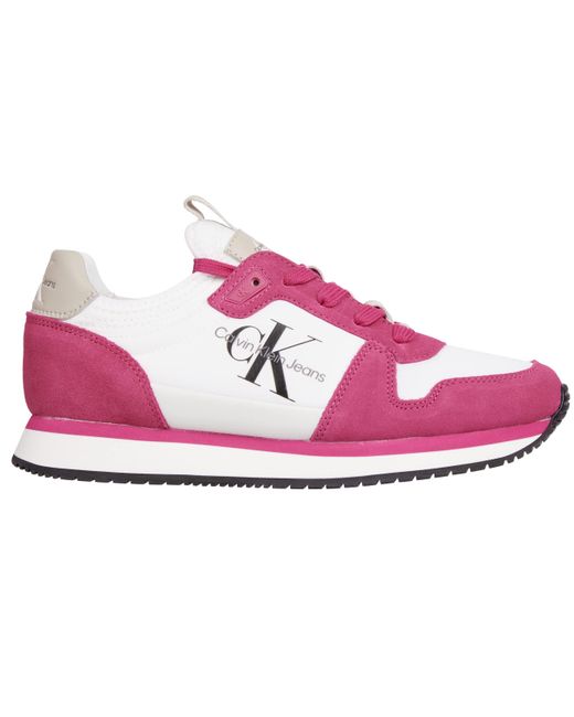 Calvin Klein Pink Runner Sneaker Sock Laceup Nylon-Leather Sportschuhe