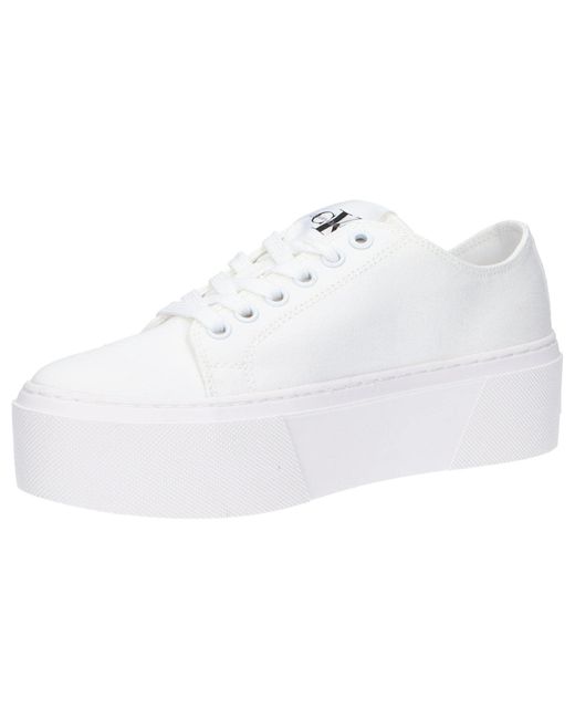 Calvin Klein Flatform+ Cupsole Low Txt Sneaker in White | Lyst UK
