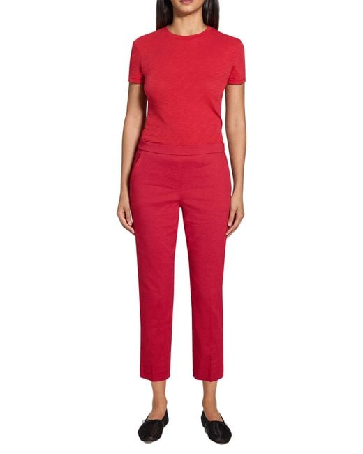 Theory Red Linen Treeca Pull On Pant