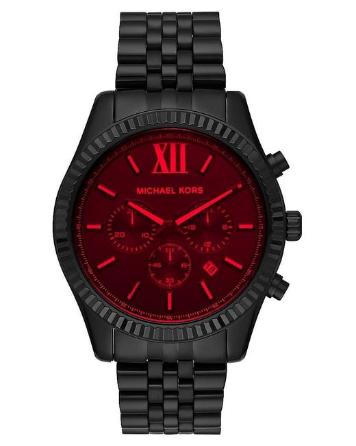 Michael Kors Red Watches Round Analog Quartz One Size Black Stainless Steel 32001926 for men