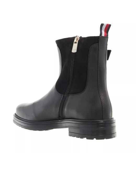 Tommy Hilfiger Black Low Boot Material Mix Ankle Boots