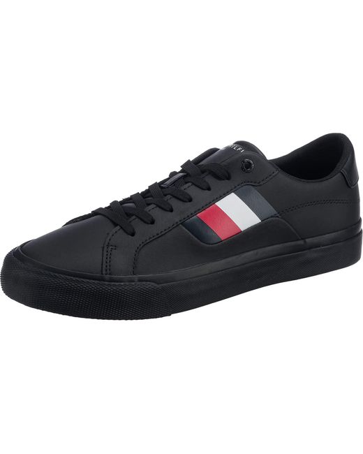 Tommy Hilfiger Core Stripes Vulc Leather Sneaker in Black for Men | Lyst UK