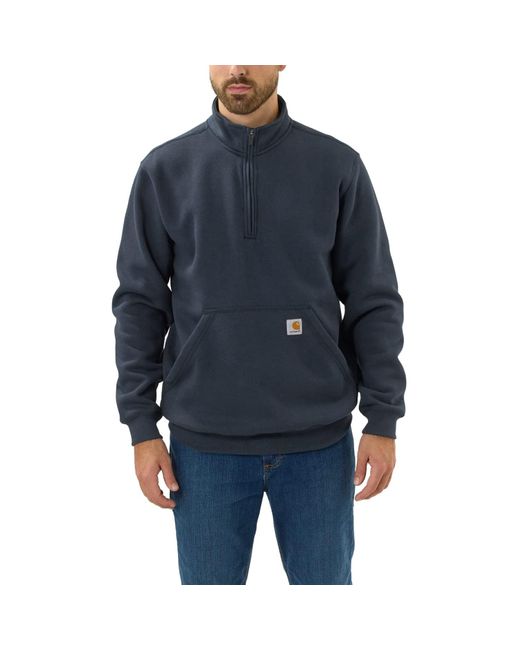 Carhartt Blue Loose Fit Midweight Quarter-zip Mock-neck Sweatshirt for men