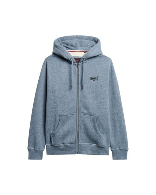 Superdry Blue S Essential Logo Zip Hoodie for men