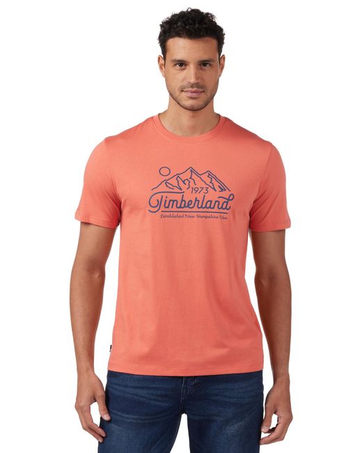 T-shirt a maniche corte da uomo con logo Tfo Mountain di Timberland in Red da Uomo