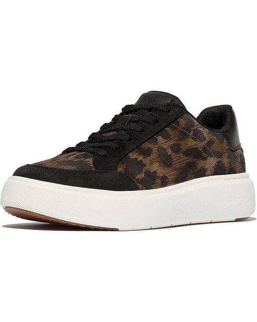 Fitflop Women's Black Rtg Leopard Suede Sneakers Uk