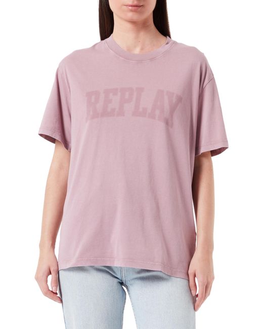 Replay Purple T-Shirt Kurzarm Baumwolle Logo